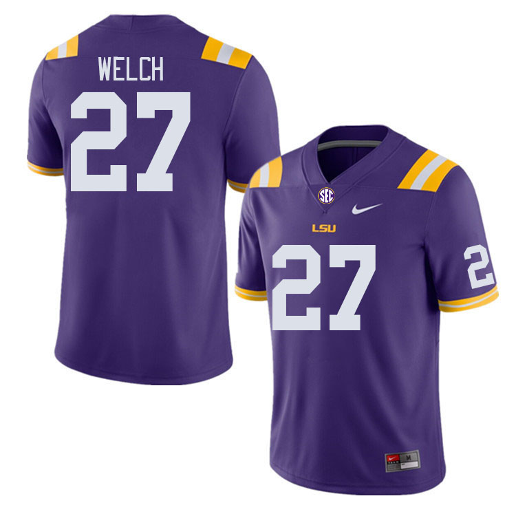 Men #27 Laterrance Welch LSU Tigers College Football Jerseys Stitched-Purple